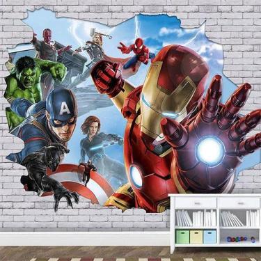 Imagem de Papel de Parede Adesivo Vingadores Efeito 3D Buraco - Final Decor