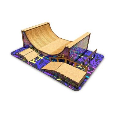 Imagem de Pista Skate de Dedo Fingerboard Skate de Dedo Modelo 2 Mdf Madeira Ade
