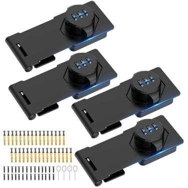 Imagem de Fechaduras com senha de armário doméstico, fechaduras de armário com combinação, trava deslizante de segurança de porta para portas pequenas, armários, porta de celeiro, banheiro, ao ar livre, jardim