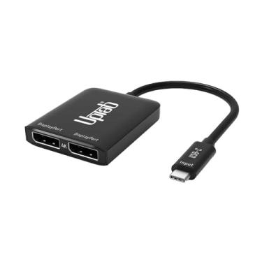 Imagem de uptab Hub adaptador USB C para DisplayPort duplo, porta de exibição dupla estendida 4K 60 Hz divisor para vários monitores para Thunderbolt 3/4 e USB4.