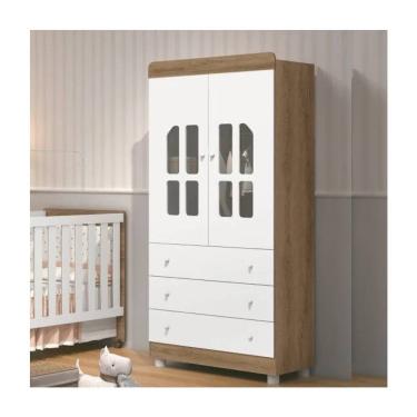 Imagem de Roupeiro Infantil Katatau 2 Portas 3 Gavetas Branco/Mezzo - Rede Móveis
