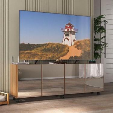 Imagem de Rack TV até 50 Polegadas 4 Portas com Rodízios e Espelhos Multimóveis 