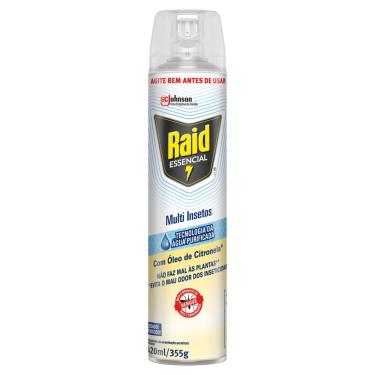 Imagem de INSETICIDA AEROSSOL MULTI-INSETOS COM ÓLEO DE CITRONELA RAID ESSENCIAL FRASCO 420ML SPRAY