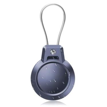 Imagem de Pacote à prova d'água para Apple AirTag, capa para AirTag com chaveiro, capa rígida de policarbonato + TPU à prova de choque e resistente a arranhões para Apple Air Tags (Azul)