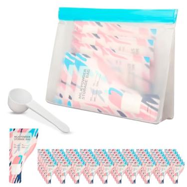 Imagem de Eunoir Conjunto de recipientes de viagem de proteína em pó – 60 sacos descartáveis pré-selados com bolsa de armazenamento e colher | Design de uso único à prova de vazamento para academia, exercícios