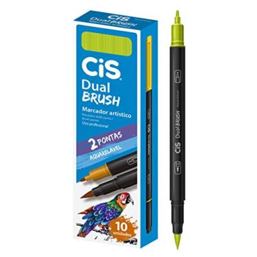 Imagem de Marcador Artístico Aquarelável Dual Brush, CIS, Verde Neon, Caixa com 10 unidades