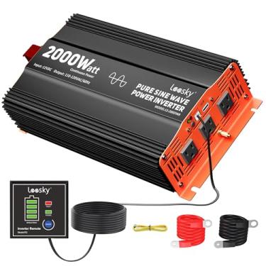Imagem de LEESKY Inversor De Energia De Onda Senoidal Pura De 2000 Watts 12 V A 110 V 120 V Fusível Integrado Listado Pela Ul Compatível Com Bateria De Lítio Starlink Para Casa Rv Caminhão Off-Grid Solar Por