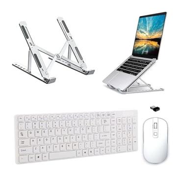 Imagem de BDNET, Teclado Mouse Wireless e Suporte Branco para Notebook HP