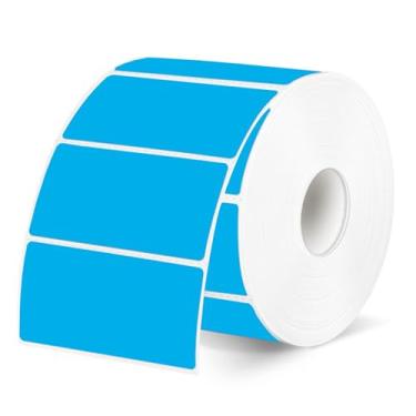 Imagem de Etiquetas térmicas de 5 x 2,5 cm, adesivos azuis para impressora térmica, adesivos autoadesivos à prova d'água para código de barras, nome, endereço, 300 etiquetas/rolo