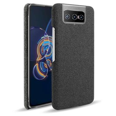 Imagem de Capa para ASUS Zenfone 8 Flip,Capa desenhada em lona,Case Protetora Ultrafina com Empunhadura Macia,Design em Tecido Antichoque e Antiarranhões-Black