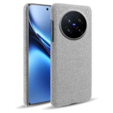 Imagem de Capa para vivo X200 PRO 5G,Capa desenhada em lona,Case Protetora Ultrafina com Empunhadura Macia,Design em Tecido Antichoque e Antiarranhões-Light gray