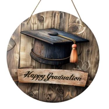 Imagem de Bothyi Graduação grinalda placar para a porta da frente que consome o presente de 20 cm de madeira horizontal da fazenda decorativa redonda de porta rústica