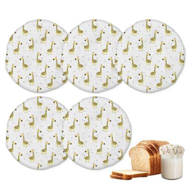 Imagem de Lindas capas de pano de girafa para jarro iniciante de fermentação de fermento de fermentação de pão, suprimentos de cozimento para boca de pote de 7 a 10 cm