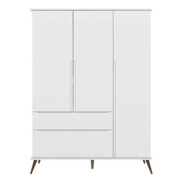 Imagem de Guarda Roupa Infantil Retrô Alice 3 Portas E 2 Gavetas Branco - Pr Baby Branco