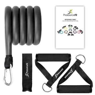 Imagem de ProsourceFit Faixas de resistência empilháveis individuais com âncora de porta e guia de exercícios, 7 a 9 kg, tubo de fitness resistente para exercícios de corpo inteiro e exercícios em casa, preto
