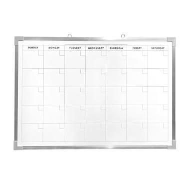 Imagem de Flipside Calendário emoldurado, quadro apagável a seco, 60 x 45 cm, superfície branca, moldura de alumínio prateado