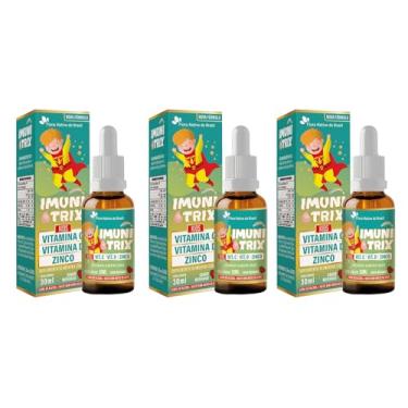 Imagem de Kit 3x Imunitrix Kids (Vit. C +D+Zinco) 30ml Sabor Morango - Flora Nativa do Brasil