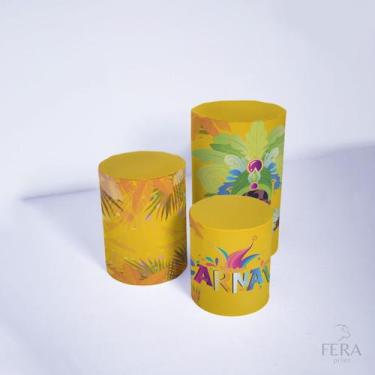 Imagem de Kit Painel de Festa Redondo 1,50m, Trio de Cilindros e Painel Romano P