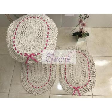 Imagem de Jogo de Banheiro Crochê com Fita - Myrna Crochê, Vermelho