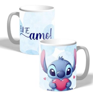 Imagem de Caneca Xícara Porcelana Estampa Qualidade Stitch Te amo - 325ML - Impa