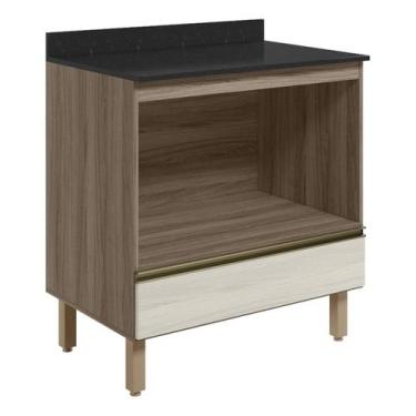 Imagem de Balcao Nicho Forno 80cm MDF Kali 16406 Carvalho Toq Bianco Toq Nicioli