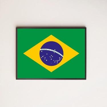 Imagem de Quadro Decorativo Bandeira Brasil 33X24Cm - Com Vidro