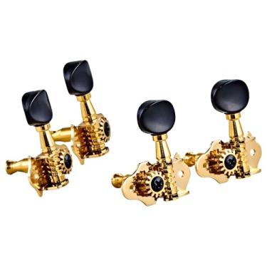 Imagem de Ortega Guitars Máquinas de afinação de ukulele Open Gear 2C x 2R com base dourada e botões pretos (OTMUKOG-GO)