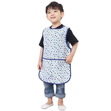 Imagem de Avental infantil Plie impermeável sem mangas com bolsos para idades de 1 a 8 anos da Plie, Blue Strawberry, Large