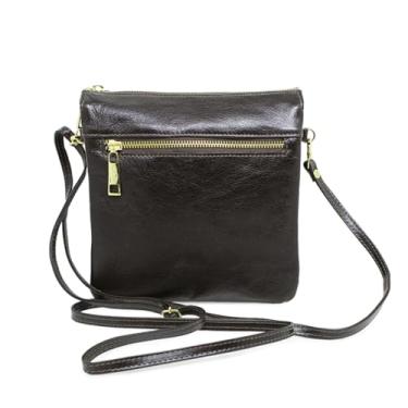 Imagem de Bolsa Transversal de Couro Feminina Modelo Elisa - Relicário (Marrom Café)