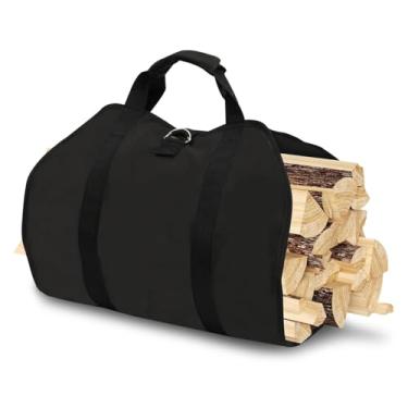 Imagem de Bolsa de transporte de lenha resistente grande à prova d'água para armazenamento de tecido Oxford para troncos, portátil com alças para lareira interna e acampamento ao ar livre, transporte de lenha