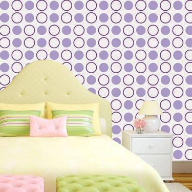 Imagem de Papel De Parede Círculos Lilás Geométricos Autocolante Sala