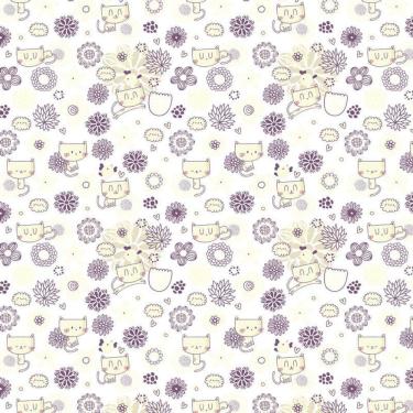 Imagem de Papel De Parede Gatinha E Flores Amarela Decorativo Adesivo