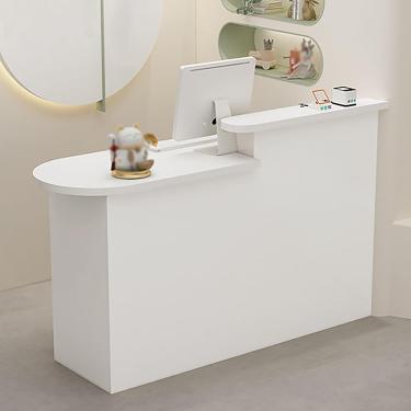 Imagem de Modern Reception Desk Counter Table, Tabela de recepção de balcão de checkout com gavetas trancáveis, balcão de varejo com gabinete de armazenamento, para lobby salão de beleza Office, A-1.8