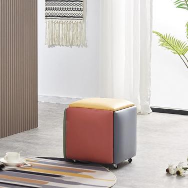 Imagem de 5 em 1 cadeira de cubo otomano de ninho, bancos empilháveis, banquinhos de descanso de pé quadrado de pé de pé, banquinho de pé, banquinhos com rodas para sala de estar, sala de jantar, k, 4