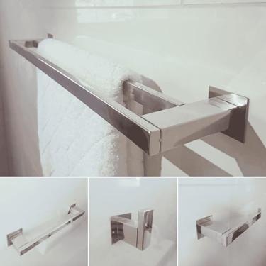 Imagem de Kit Acessórios para Banheiro 4 Peças Inox 304 Porta Toalha Duplo 70cm Ipanema