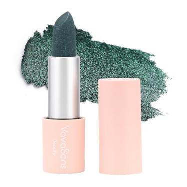 Imagem de VavaSans Batom Vegano Com Glitter Turquesa Metálico Cintilante, Tom Azul Esverdeado, Longa Duração, À Prova D'Água, Fórmula Não Pegajosa, Diamante Brilhante, Altamente Pigmentado, Para Mulheres