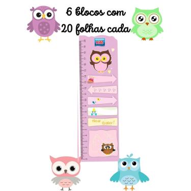 Imagem de Marcador de pagina auto colante lembrete adesivo coruja corujinha com régua papelaria