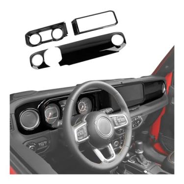 Imagem de HTHE Capa de painel de console central/painel de painel de painel de navegação GPS capa de painel acabamento acessório de decoração adequado para Jeep Wrangler JL Gladiator JT 2024+ acessório interior