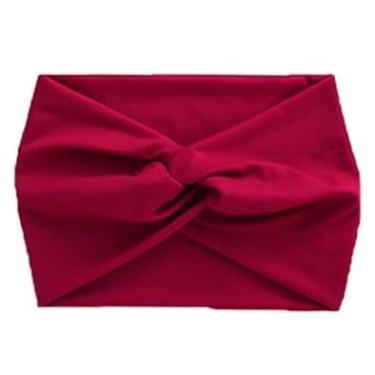 Imagem de Turbante Head Faixa Tiara Testeira Fita Laço Headband Cabelo Moda Acessório Feminino Confortável Top (Marsala,2)