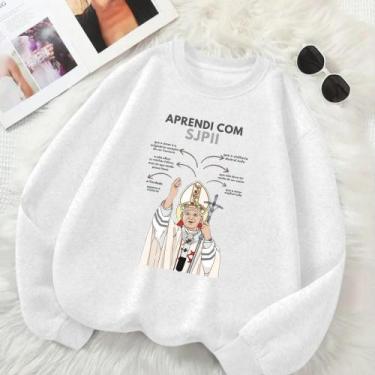 Imagem de Moletom Unissex GOLA CARECA Estamp São João Paulo Segundo Look Cristão