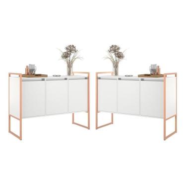 Imagem de Buffet Industrial 3 Portas Branco Cobre Conjunto 2 Unidades