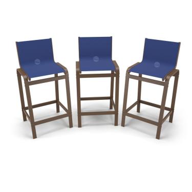 Imagem de Kit 3 Banquetas Alta Cozinha Balcão Bancada Alumínio Marrom - Azul