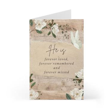 Imagem de Prezzeluna In Memory of Loved One Card – He Is Forever Loved Sympathy Card – Cartão comemorativo 5x7 com envelope