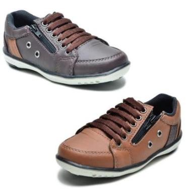 Imagem de Kit 2 Sapatênis Infantil Casual Fechamento Elástico e Zíper-Masculino