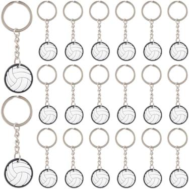 Imagem de CREATCABIN Chaveiro de vôlei, 20 peças, bolas esportivas a granel, chaveiros com chaveiros de liga branca, pingentes de plástico PVC, pingentes, berloques, acessórios para chaves de carro, bolsa