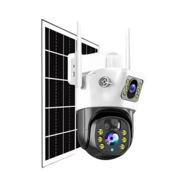 Imagem de Câmera IP Solar De Lente Dupla 4K V380Pro PIR Detecção Humana Visão No