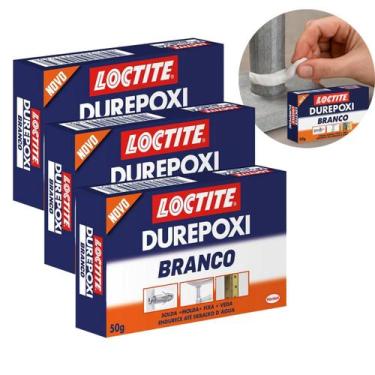 Imagem de Kit 3und Durepoxi Branco Metal Veda Solda Molda 50g Loctite