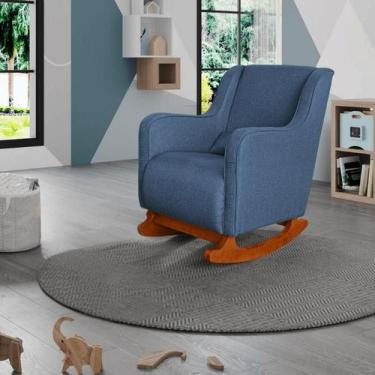 Imagem de Poltrona De Amamentação C / Balanço Cadeira Descanso Aquila Linho - DE