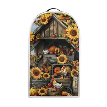 Imagem de PJHEQOXE Capa contra poeira para liquidificador de cozinha com estampa de abóbora de girassol, compatível com capas de liquidificador para balcão de cozinha, capa de ruído de liquidificador com alça