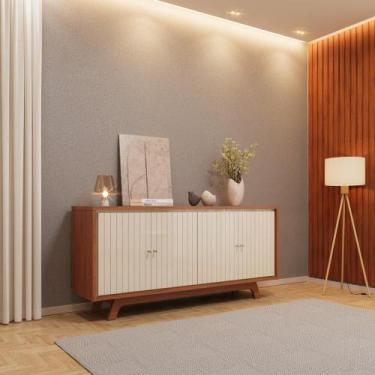 Imagem de Buffet 4 Portas com Frisos Decorativos e Prateleiras DJ Móveis Soleil 